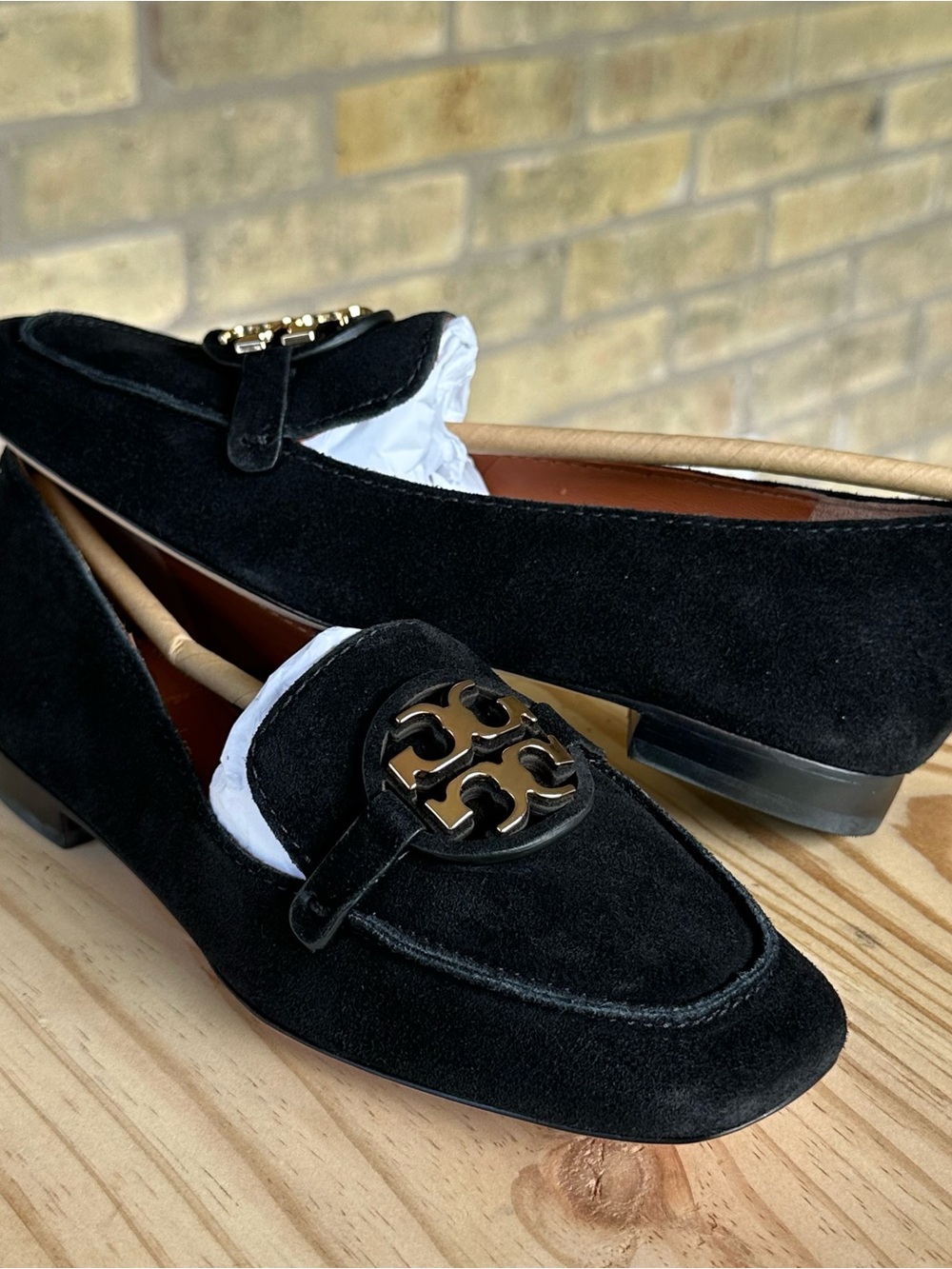 NIB Tory Burch Miller Metal Suede Black Loafers